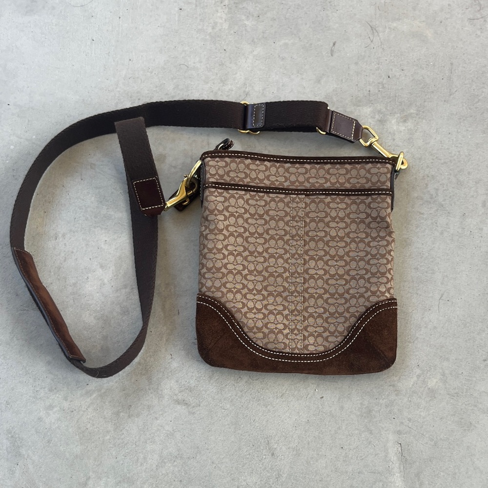 Coach Tan and Brown Messenger Bag